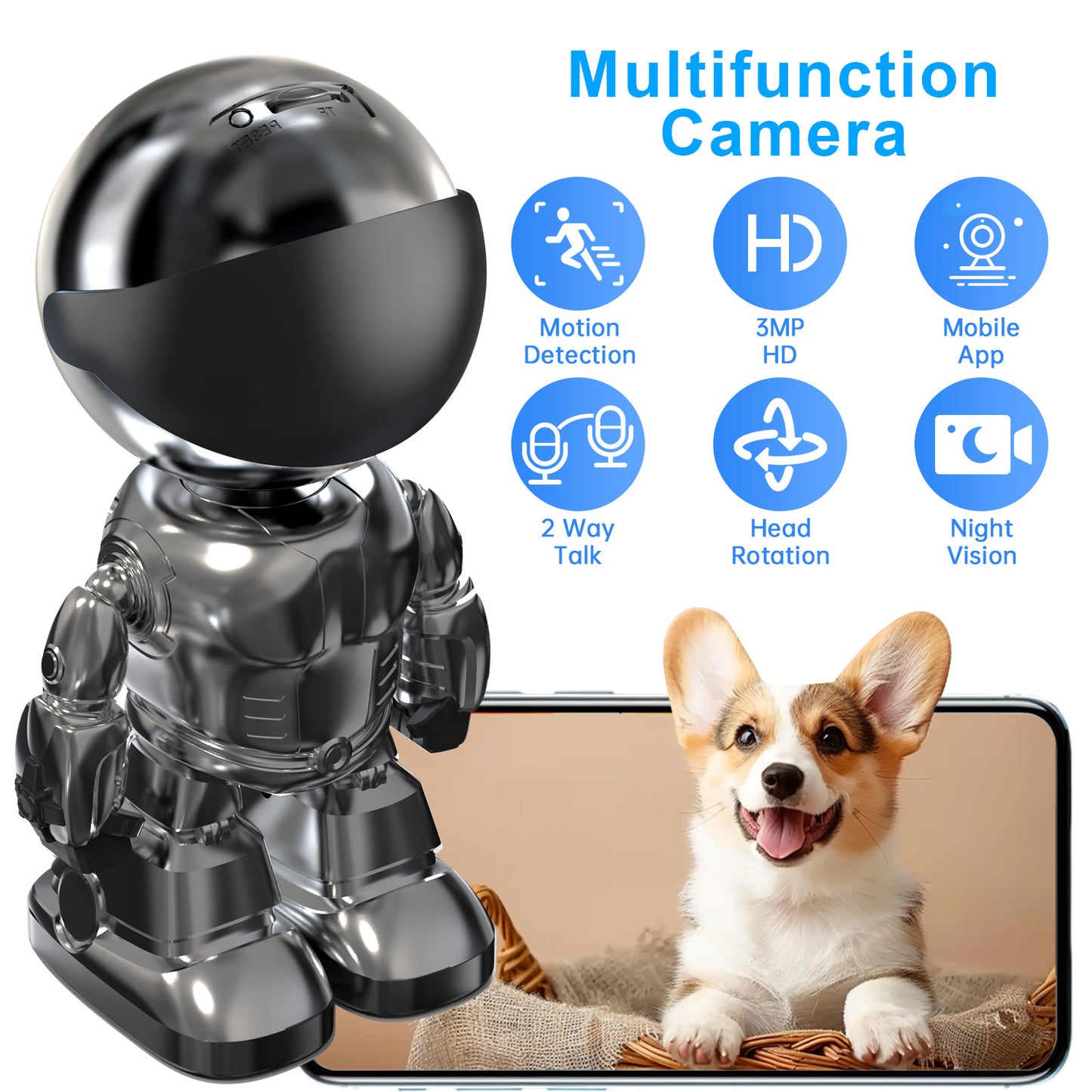 Smart Robot Camera 3MP IP Camera WIFI Robert Network CCTV HD Baby M…