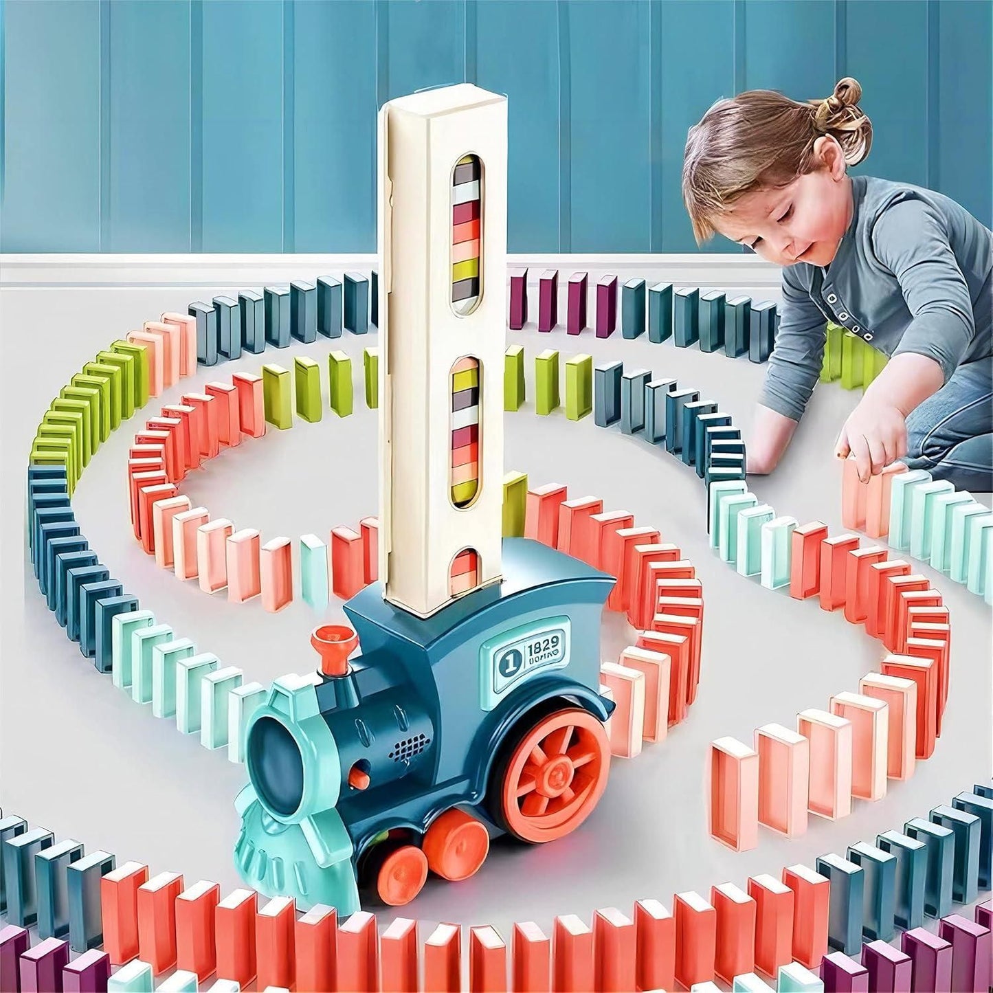Train Toy Domino Set for Kids BPA Free Plastic with Sound Effects —…