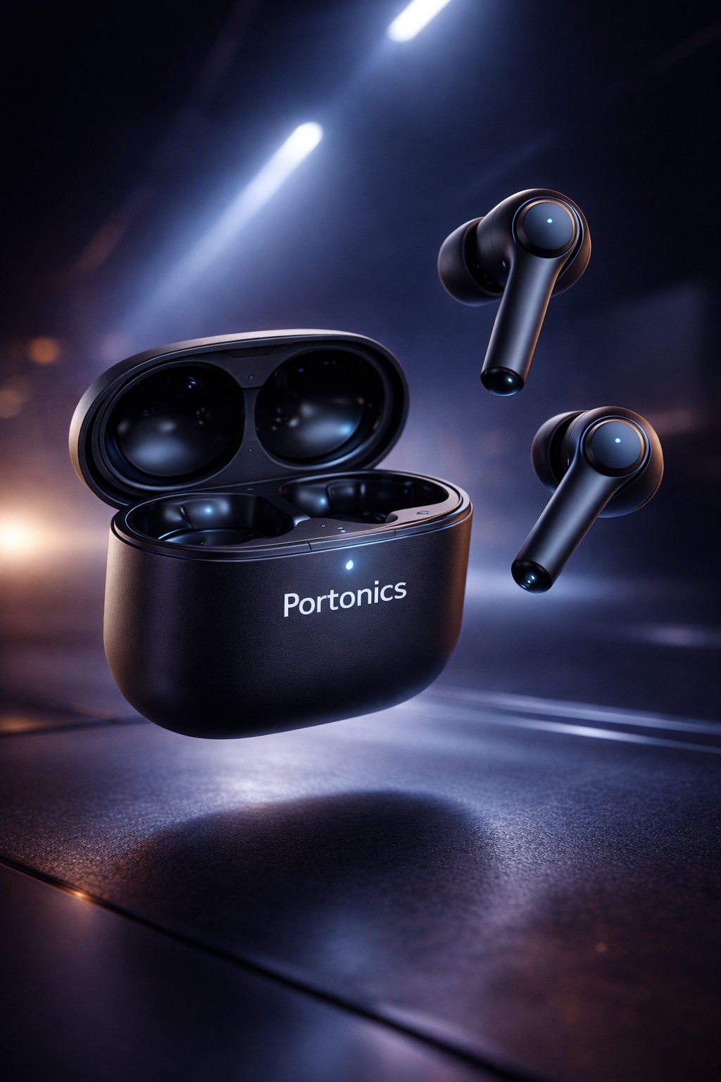 Portronics Harmonics Twins S16 Wireless TWS Earbuds – Bluetooth 5.3, 24H Playtime, LED Display, Clear Calls & Game Mode (Black)