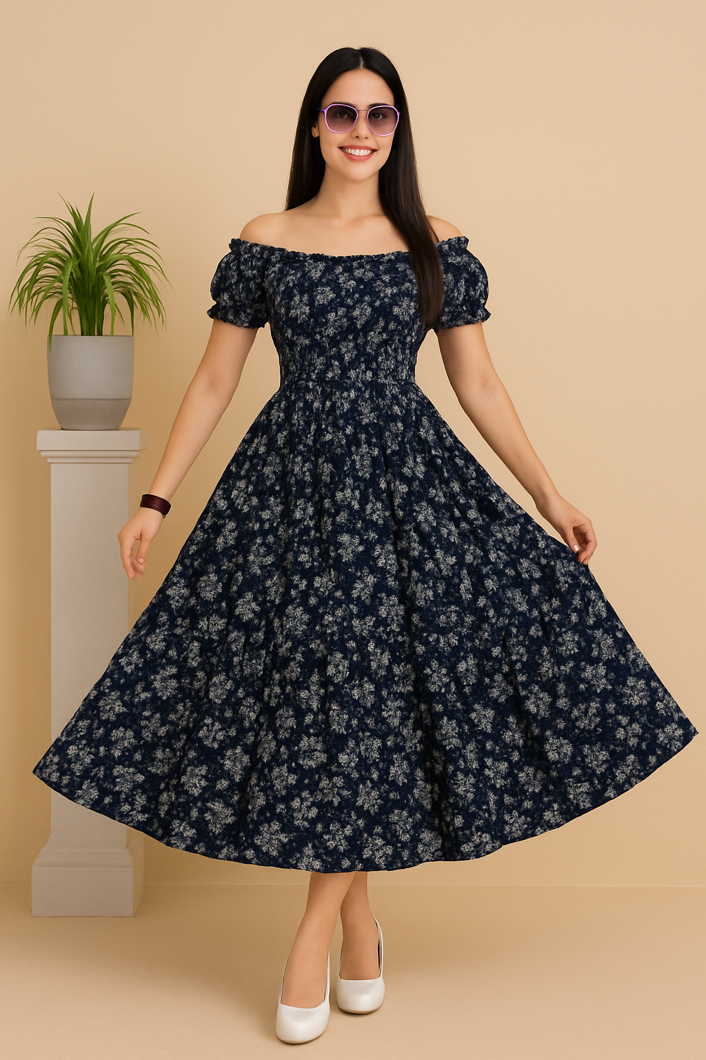 Stylish Women Frock – Black Fit & Flare Maxi Dress | Affordable 👗