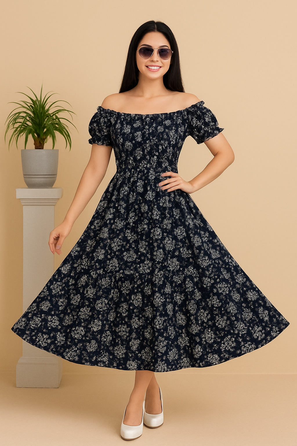 Stylish Women Frock – Black Fit & Flare Maxi Dress | Affordable 👗