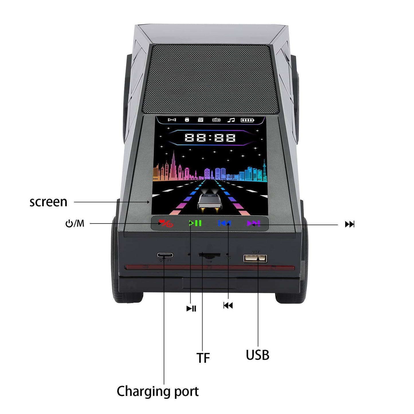 WS-580 Bluetooth Pickup Truck Portable Speaker With Display, High-d…