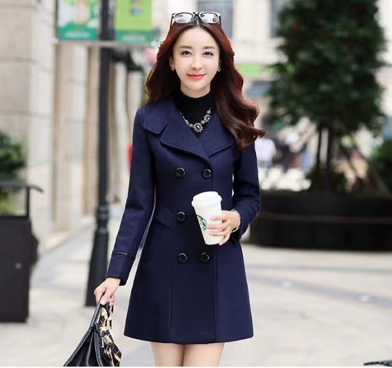 Liu Ming 2025 Women’s Woolen Trench Coat – Windproof Long Sleeve Winter Outwear with Cotton Filling | Hot Selling Coat